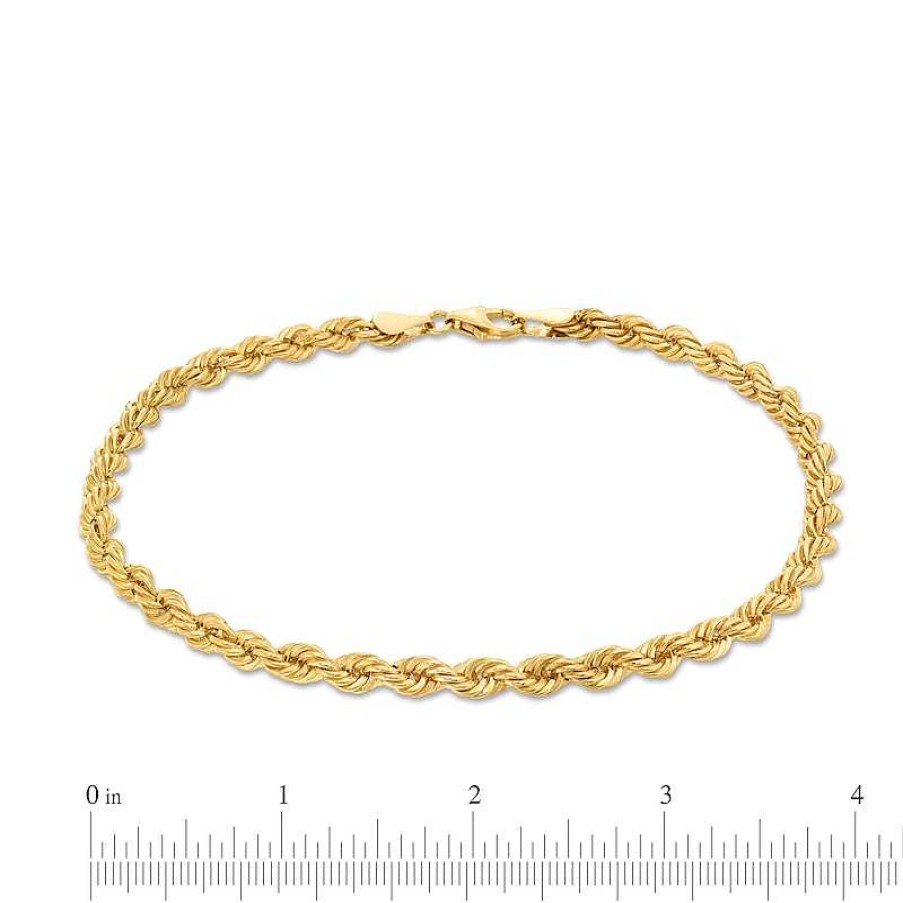 Bracelets Zales | 4.3Mm Hollow Rope Chain Anklet In 10K Gold - 10.5"