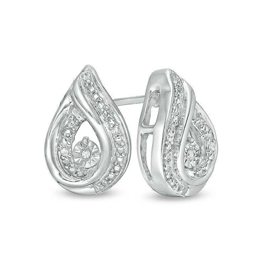 Earrings Zales | Diamond Accent Teardrop Stud Earrings In Sterling Silver