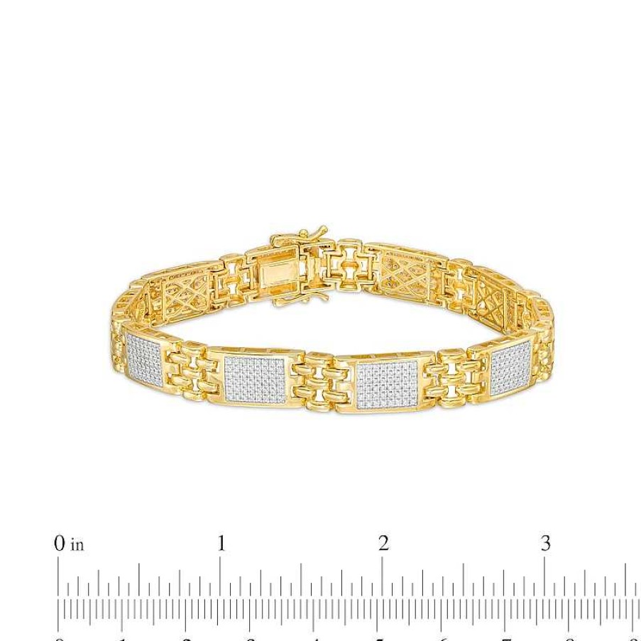 Bracelets Zales | Men'S 2 Ct. T.W. Diamond Link Bracelet In 10K Gold – 8.5"