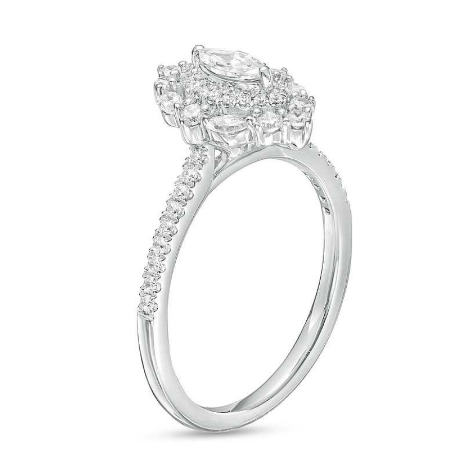 Rings Zales | 3/4 Ct. T.W. Marquise Diamond Double Frame Engagement Ring In 14K White Gold (I/I1)