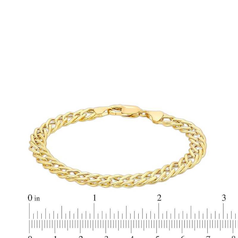 Bracelets Zales | 7.5Mm Diamond-Cut Curb Chain Bracelet In Hollow 10K Gold - 7.5"