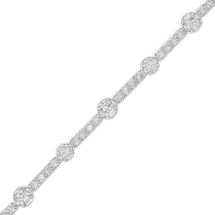 Bracelets Zales | 4 Ct. T.W. Certified Lab-Created Diamond Alternating Bracelet In 14K White Gold (F/Si2)