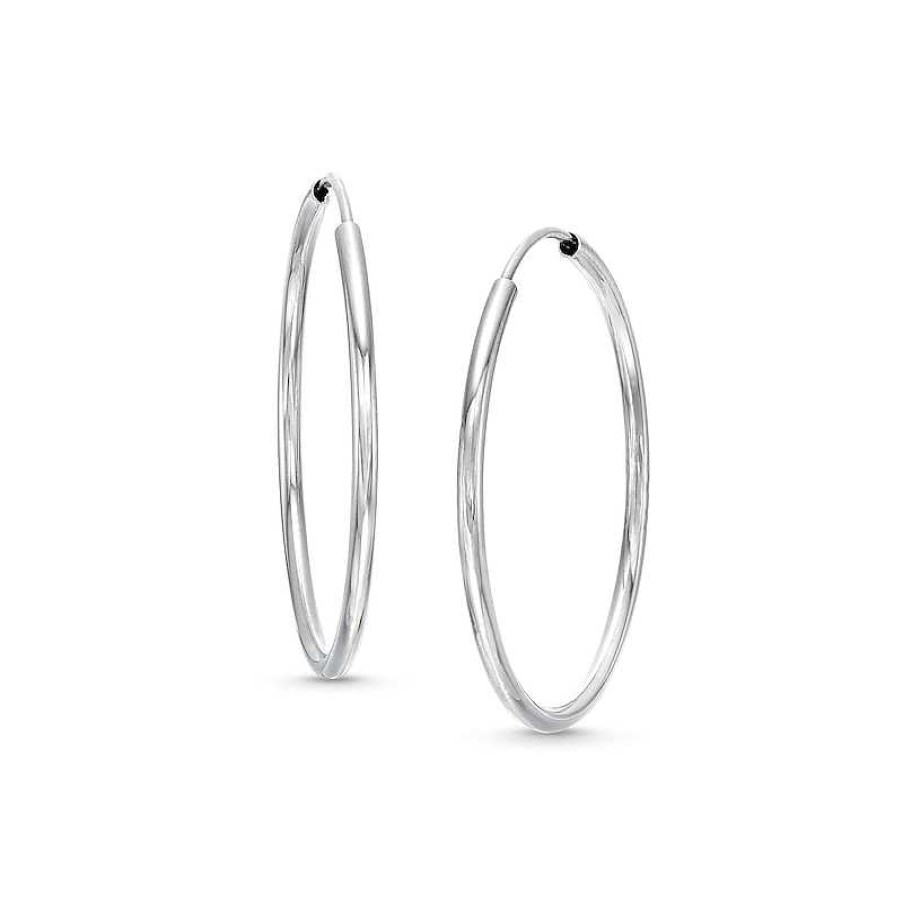 Earrings Zales | 28.0Mm Hollow Endless Hoop Earrings In 14K White Gold