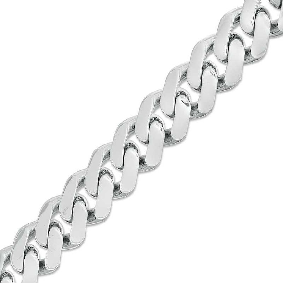 Bracelets Zales | Men'S 9.5Mm Cuban Curb Chain Bracelet In Hollow 14K White Gold - 8.25"