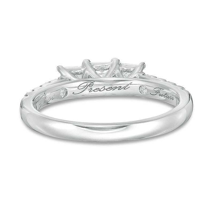 Rings Zales | 1 Ct. T.W. Princess-Cut Diamond Past Present Future® Engagement Ring In 10K White Gold