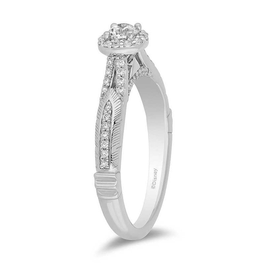 Rings Zales | Enchanted Disney Pocahontas 1/2 Ct. T.W. Diamond Split Shank Engagement Ring In 14K White Gold