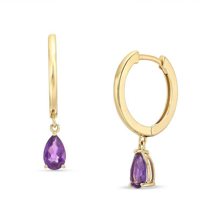 Earrings Zales | Pear-Shaped Amethyst Drop Earrings In 10K Gold