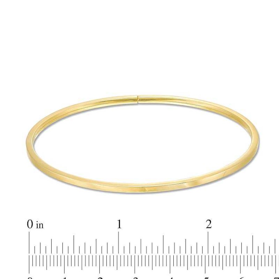 Bracelets Zales | Flexible 2.0Mm Squared Bangle In Hollow 14K Gold