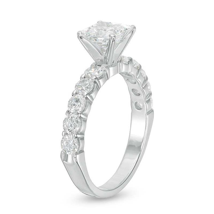 Rings Zales | 2 Ct. T.W. Certified Princess-Cut Diamond Engagement Ring In 14K White Gold (I/Si2)