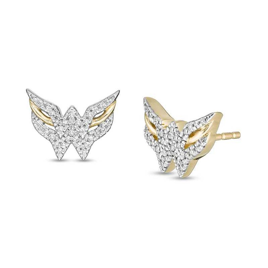 Earrings Zales | Wonder Woman™ Collection 1/8 Ct. T.W. Diamond Symbol Stud Earrings In 10K Gold