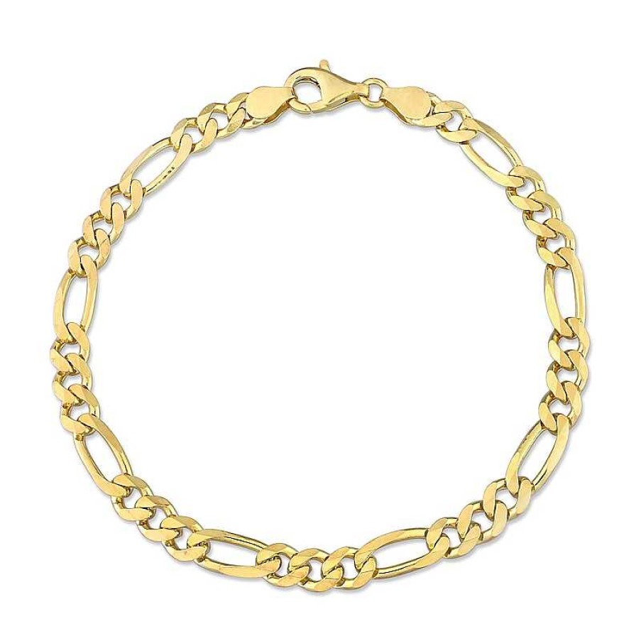 Bracelets Zales | 5.5Mm Figaro Chain Anklet In Sterling Silver With Gold-Tone Flash Plate - 9"