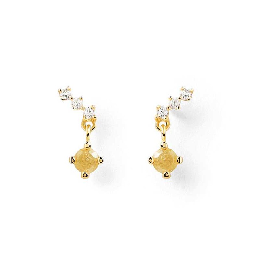 Earrings Zales | Pdpaola™ At Zales Yellow And White Cubic Zirconia Stud Earrings In Sterling Silver With 18K Gold Plate