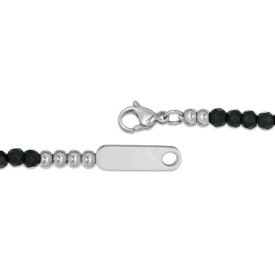 Bracelets Zales | Men'S 4.0Mm Hematite Bead Wrap-Around Bracelet With Stainless Steel Closure