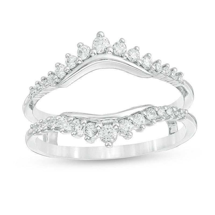 Rings Zales | 3/8 Ct. T.W. Diamond Sunburst Solitaire Enhancer In 14K White Gold