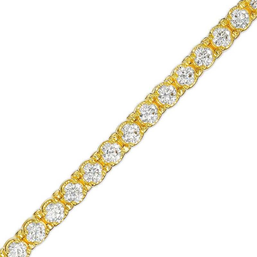 Bracelets Zales | Men'S 7 Ct. T.W. Certified Lab-Created Diamond Tennis Bracelet In 14K Gold (F/Si2) – 8.47"