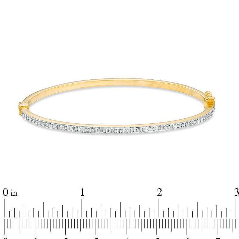 Bracelets Zales | Diamond Fascination™ Three Piece Bangle Set In Sterling Silver And 18K Two-Tone Gold Plate And Platinum Plate