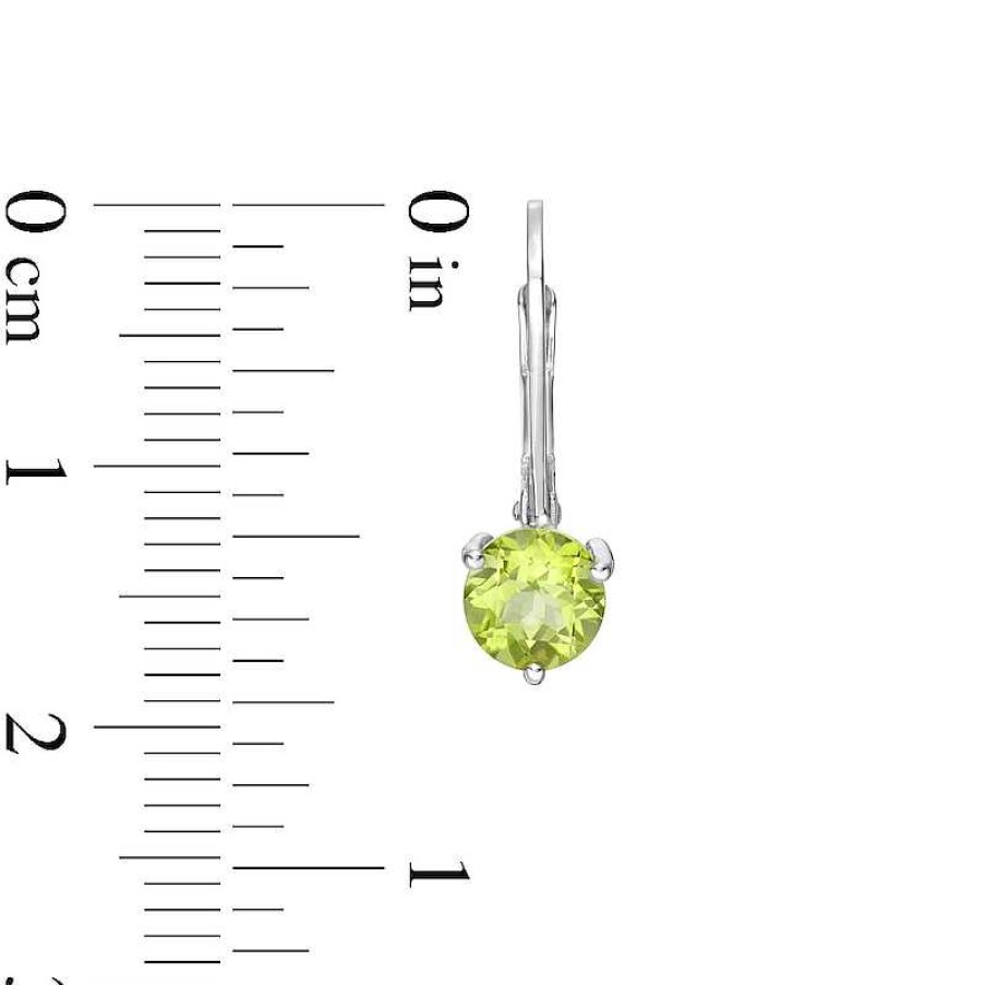 Earrings Zales | 6.0Mm Peridot Solitaire Drop Earrings In 10K White Gold