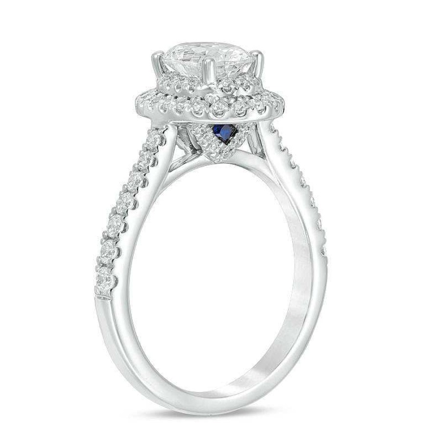 Rings Zales | Vera Wang Love Collection 1-5/8 Ct. T.W. Certified Oval Diamond Frame Engagement Ring In 14K White Gold (I/Si2)