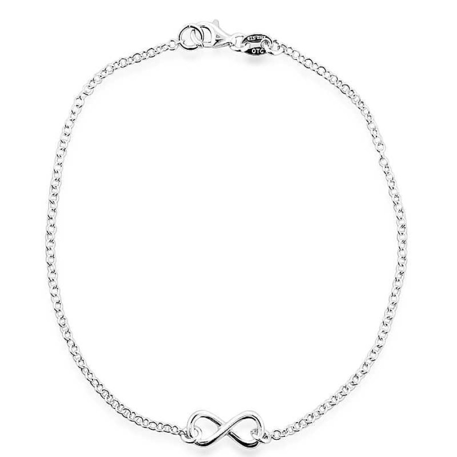 Bracelets Zales | Sideways Infinity Anklet In Sterling Silver - 9.5"