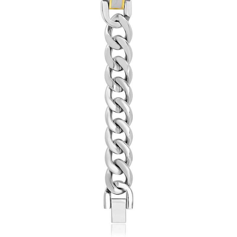 Bracelets Zales | Men'S Lord'S Prayer Id Bracelet In Stainless Steel And Yellow Ip - 8.5"