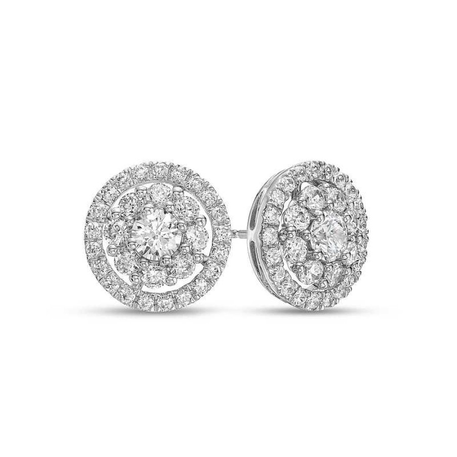 Earrings Zales | 2 Ct. T.W. Certified Lab-Created Diamond Open Frame Stud Earrings In 14K White Gold (F/Si2)