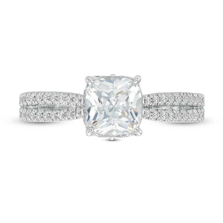 Rings Zales | Vera Wang Love Collection 1-1/3 Ct. T.W. Certified Diamond Split Shank Engagement Ring In 14K White Gold (I/Si2)