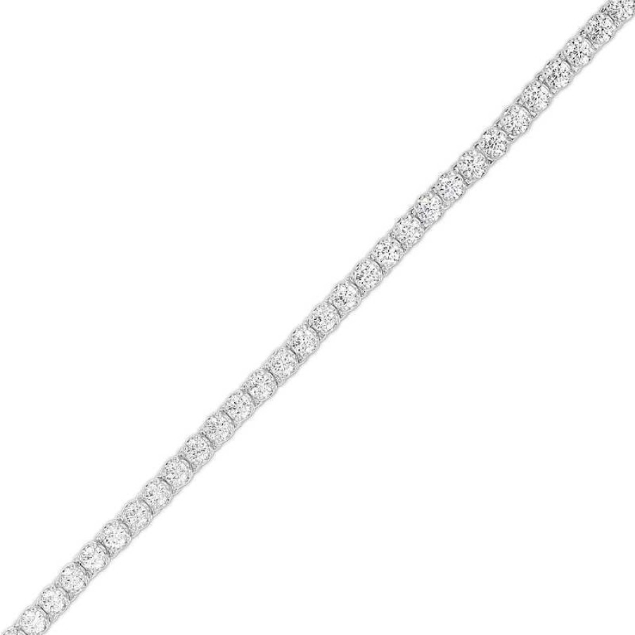 Bracelets Zales | Men'S 7 Ct. T.W. Certified Lab-Created Diamond Tennis Bracelet In 14K White Gold - 8.47"