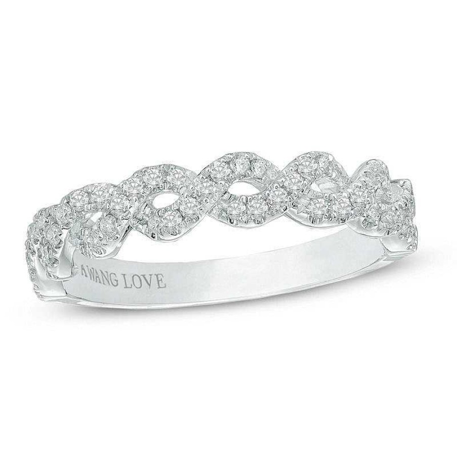 Rings Zales | Vera Wang Love Collection 1/4 Ct. T.W. Diamond Braided Band In 14K White Gold