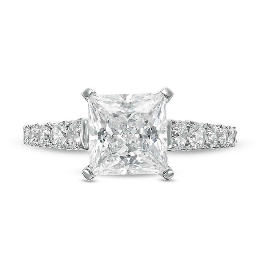 Rings Zales | 2-1/2 Ct. T.W. Certified Princess-Cut Lab-Created Diamond Engagement Ring In 14K White Gold (F/Vs2)