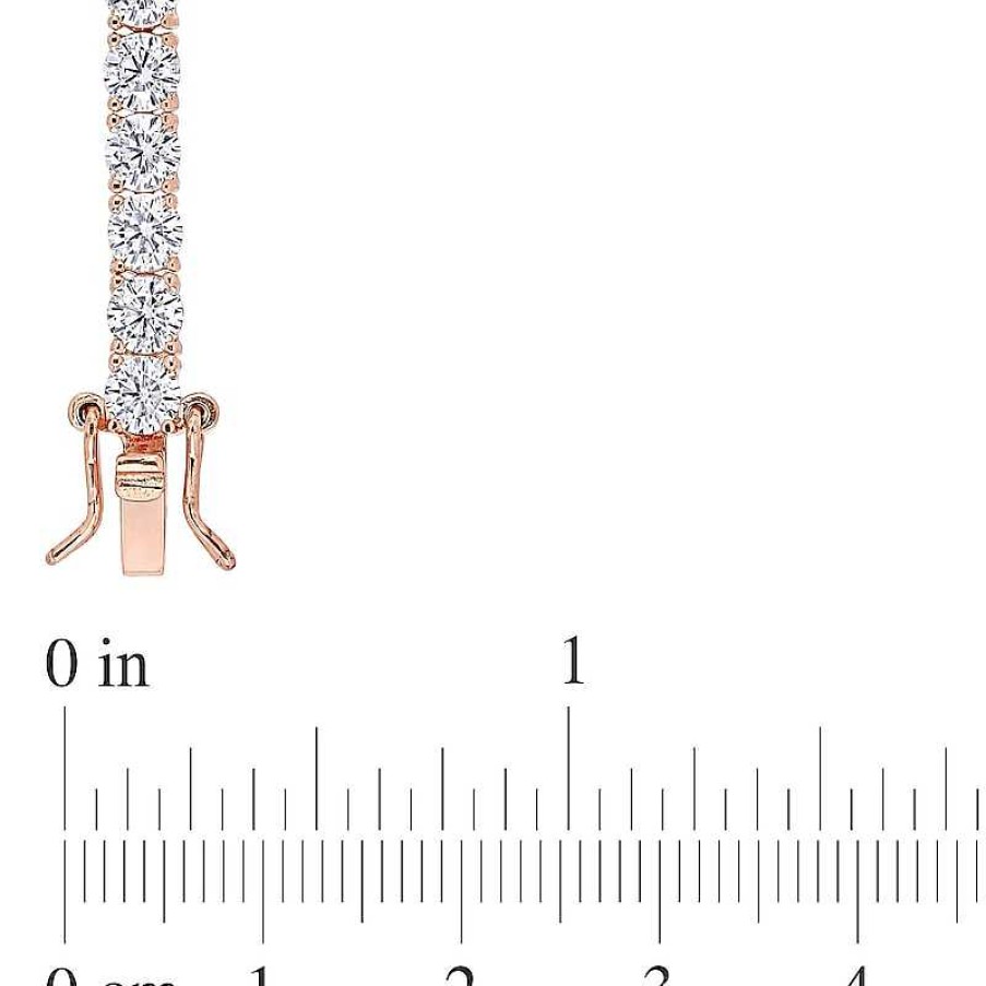 Bracelets Zales | 4.0Mm Lab-Created White Sapphire Tennis Bracelet In Sterling Silver With Rose Rhodium - 7.25"