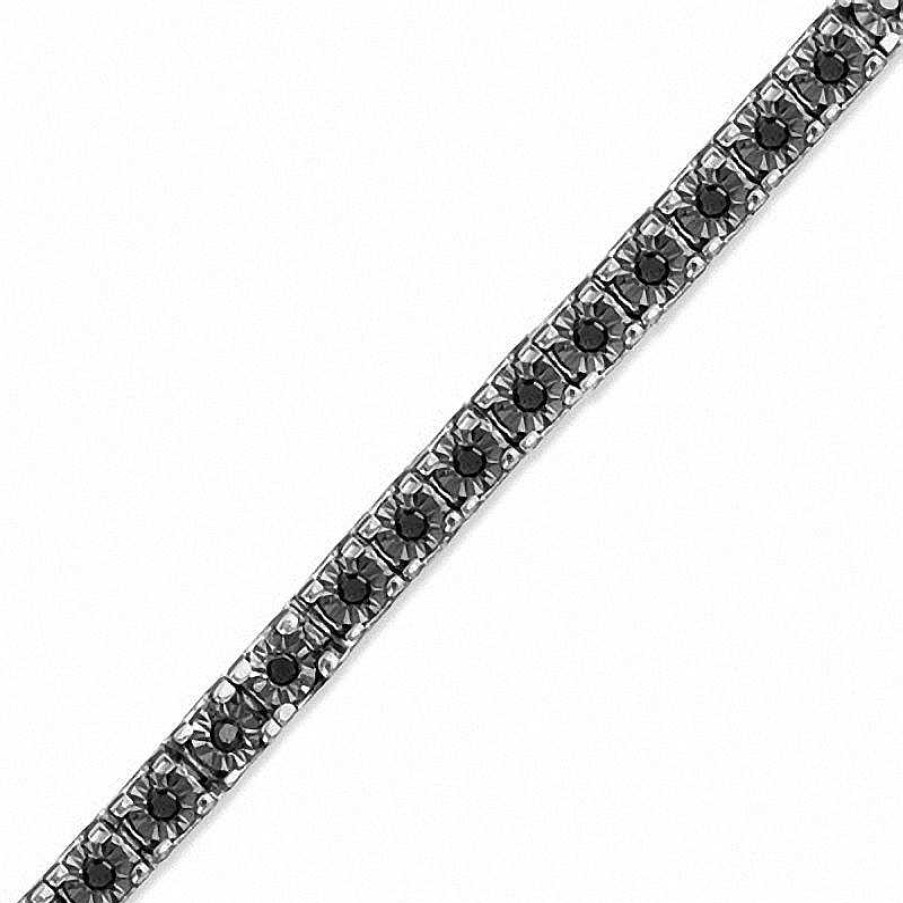 Bracelets Zales | 1/4 Ct. T.W. Black Diamond Tennis Bracelet In Sterling Silver