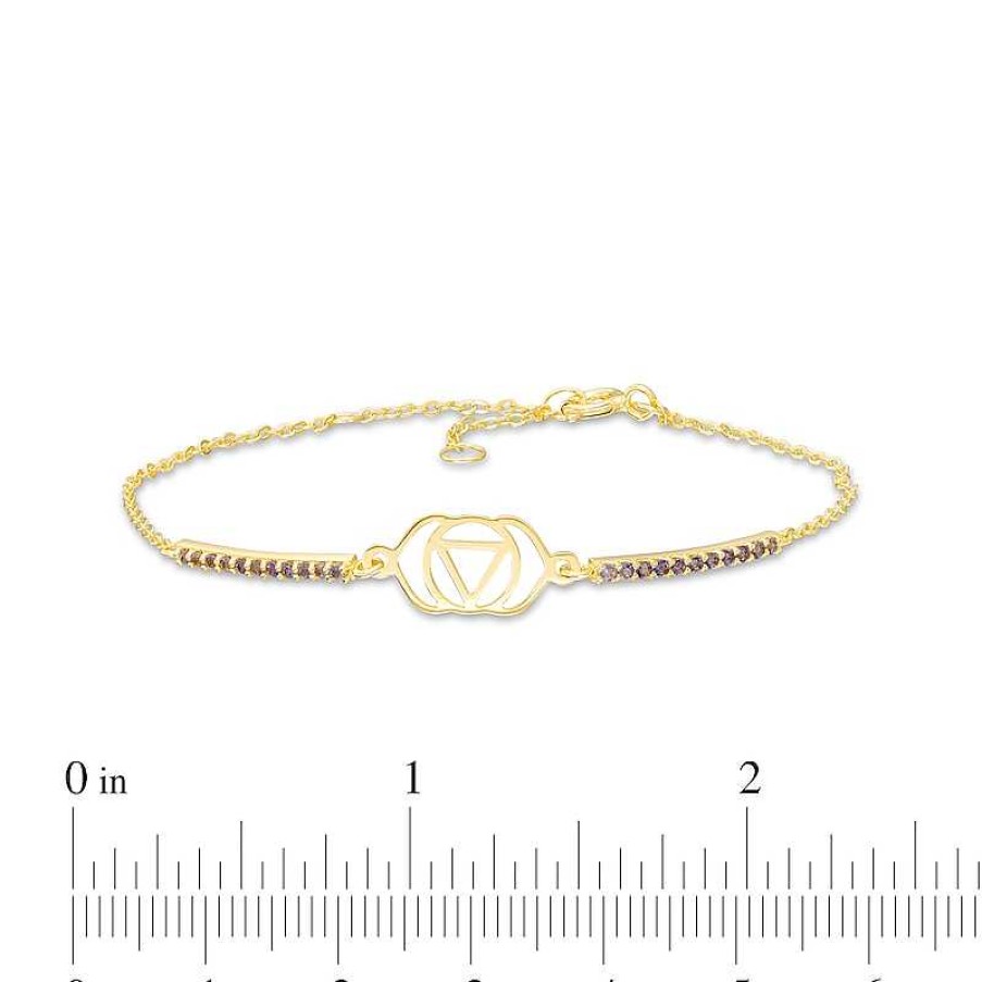 Bracelets Zales | Iolite Third Eye Chakra Symbol Bracelet In Sterling Silver With 18K Gold Plate – 7.75"