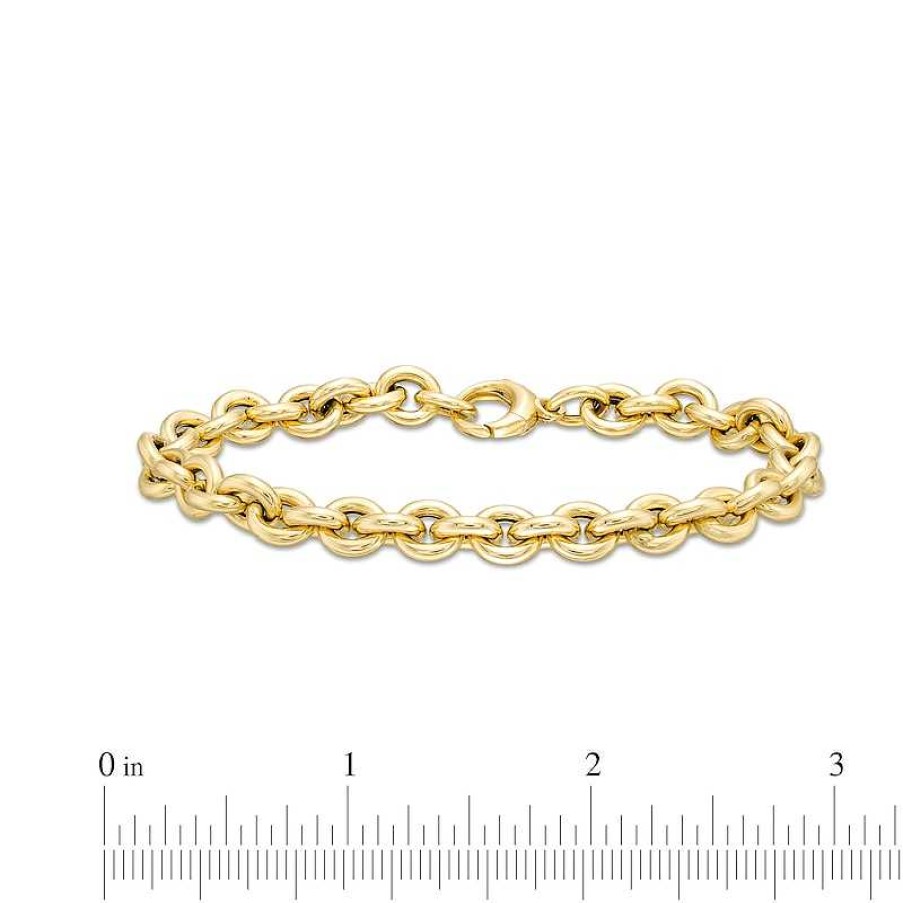 Bracelets Zales | Made In Italy 3.0Mm Hollow Rolo Chain Link Bracelet In 14K Gold - 7.5"