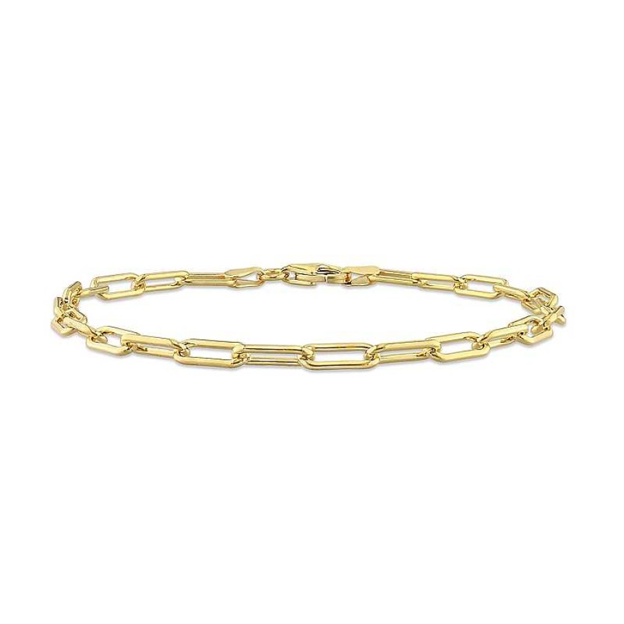 Bracelets Zales | 3.5Mm Paper Clip Chain Bracelet In Sterling Silver With Gold-Tone Flash Plate - 7.5"