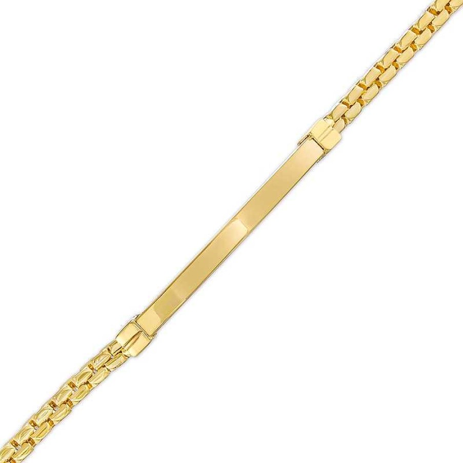 Bracelets Zales | Men'S Curved Id Link Bracelet In 10K Gold – 9"