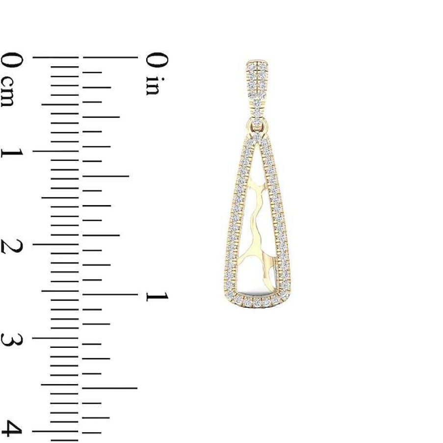 Earrings Zales | 1/4 Ct. T.W. Diamond Edge Elongated Triangle White Kintsugi-Style Drop Earrings In 10K Gold With Ceramic