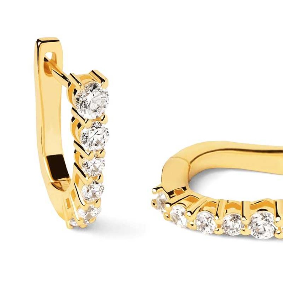 Earrings Zales | Pdpaola™ At Zales Cubic Zirconia Graduated U-Hoop Earrings In Sterling Silver With 18K Gold Plate