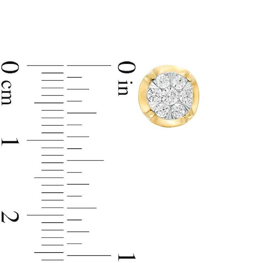 Earrings Zales | 1/2 Ct. T.W. Multi-Diamond Tulip Stud Earrings In 10K Two-Tone Gold