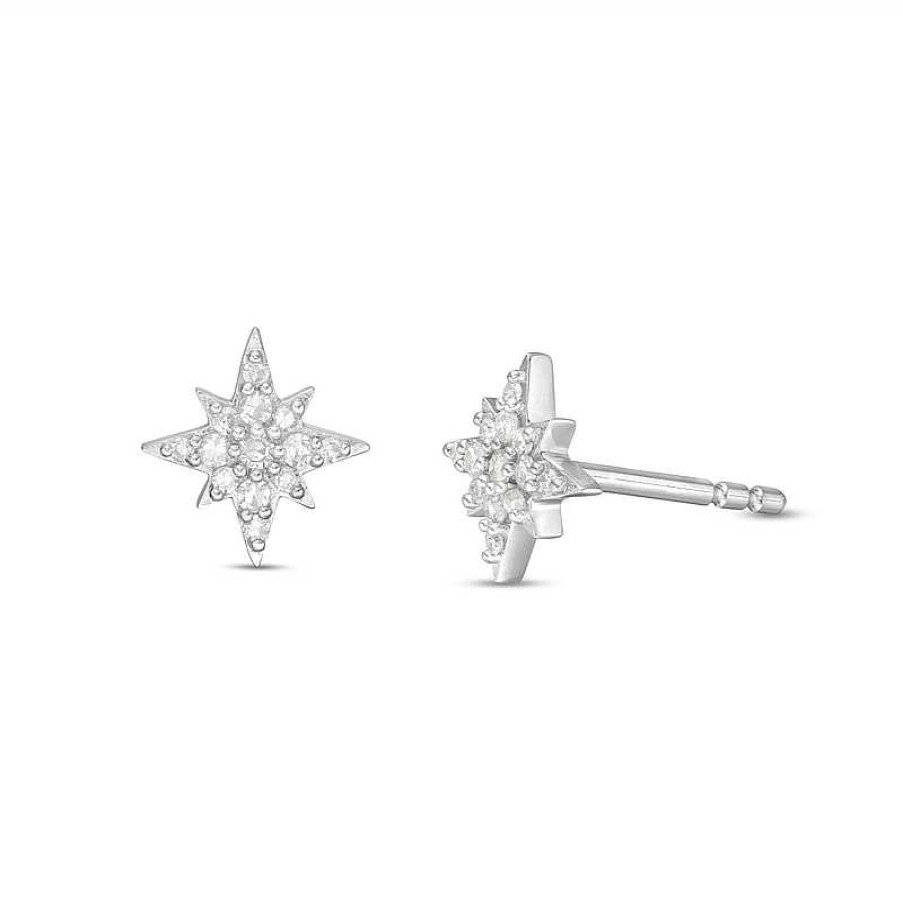 Earrings Zales | 1/10 Ct. T.W. Diamond North Star Stud Earrings In 10K White Gold