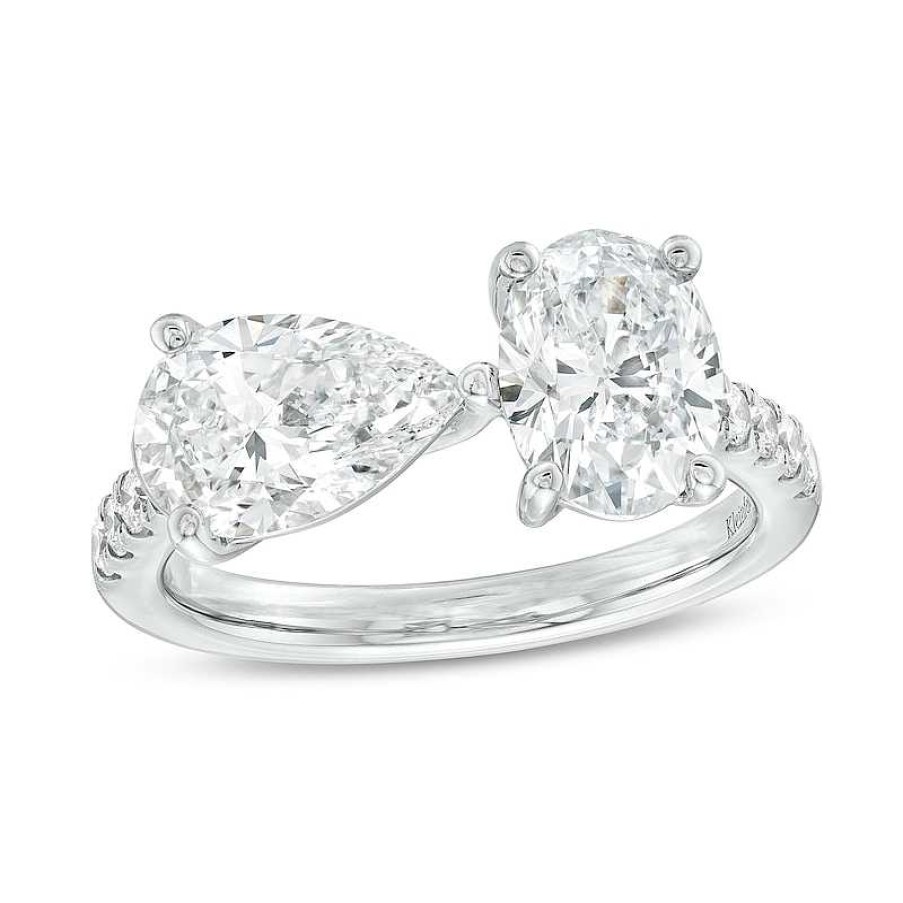 Rings Zales | Kleinfeld® X Zales 3-1/6 Ct. T.W. Certified Oval And Pear-Shaped Lab-Created Diamond Engagement Ring In Platinum (F/Vs2)