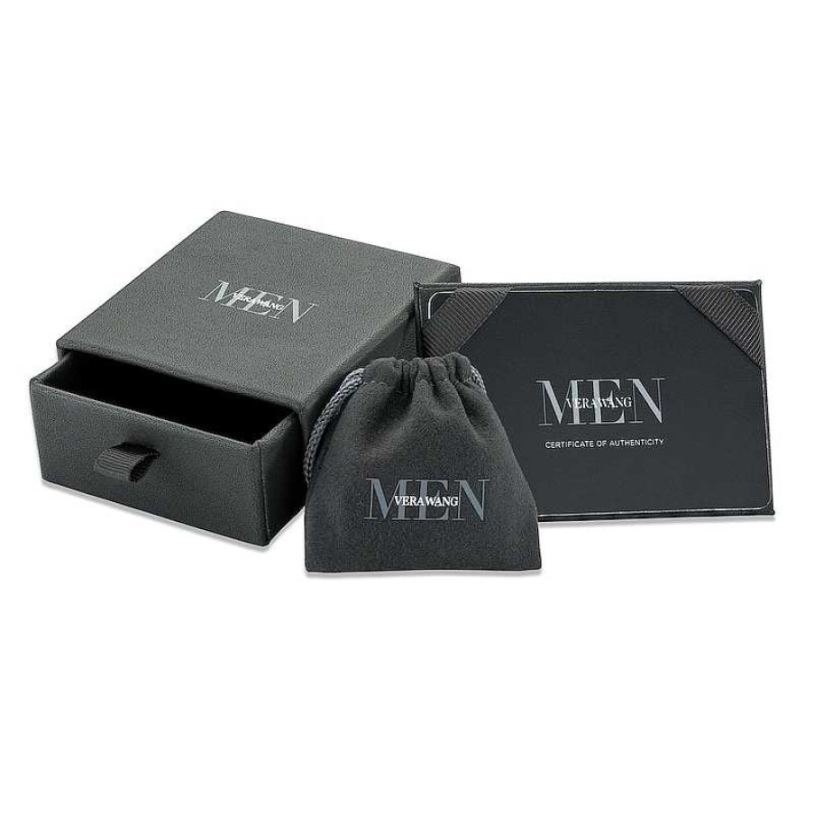 Earrings Zales | Vera Wang Men 1 Ct. T.W. Black Diamond Solitaire Stud Earrings In Sterling Silver With Black Ruthenium