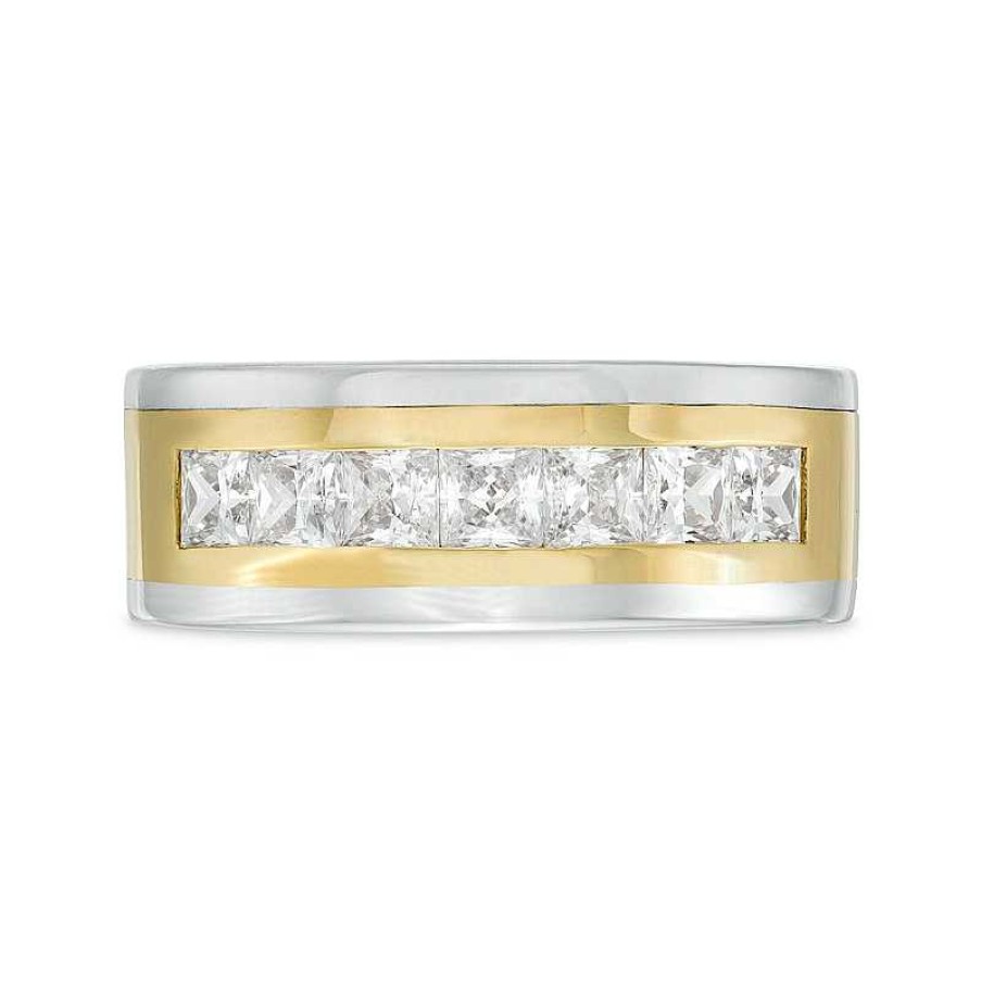 Rings Zales | True Lab-Created Diamonds By Vera Wang Love Men'S 1-3/4 Ct. T.W. Seven Stone Wedding Band In 14K Two-Tone Gold (F/Vs2)