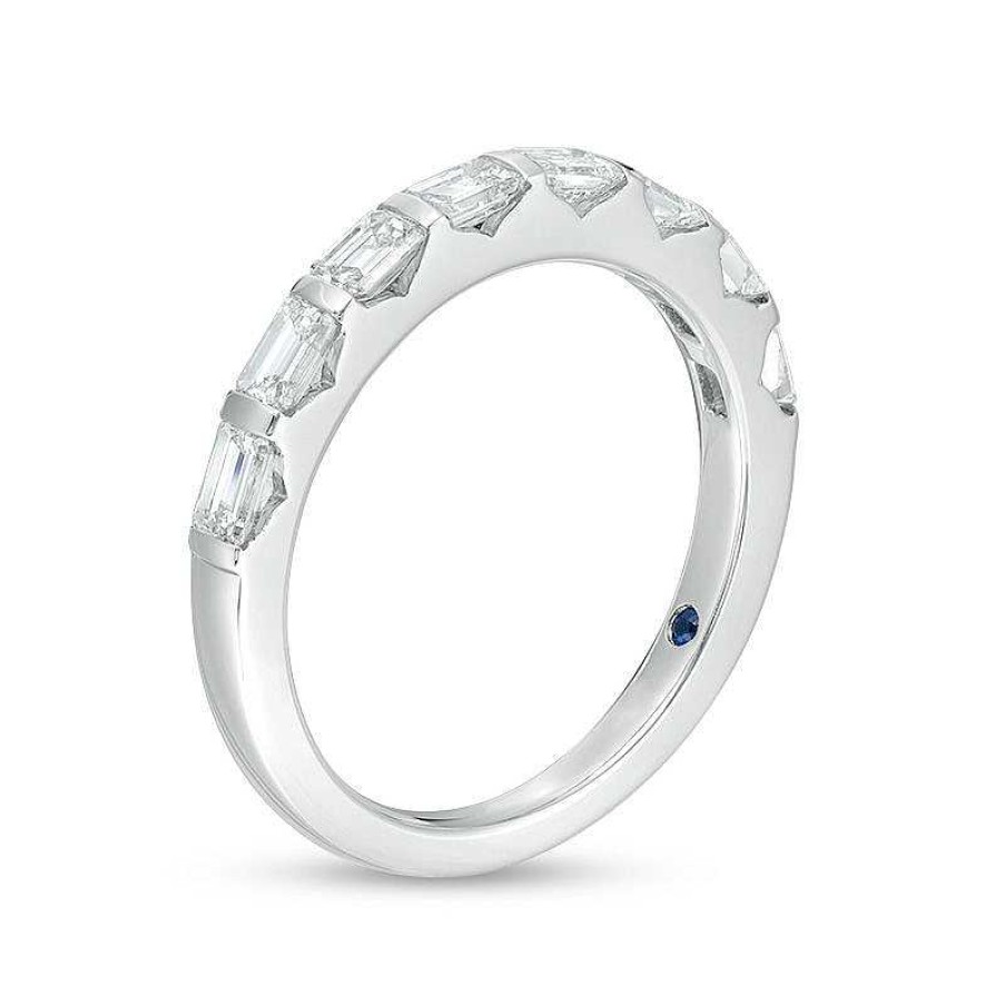 Rings Zales | Vera Wang Love Collection 3/4 Ct. T.W. Certified Emerald-Cut Diamond Band In 14K White Gold (I/Si2)