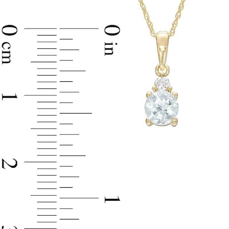 Earrings Zales | Aquamarine And 1/15 Ct. T.W. Diamond Stacked Drop Pendant And Stud Earrings Set In 10K Gold