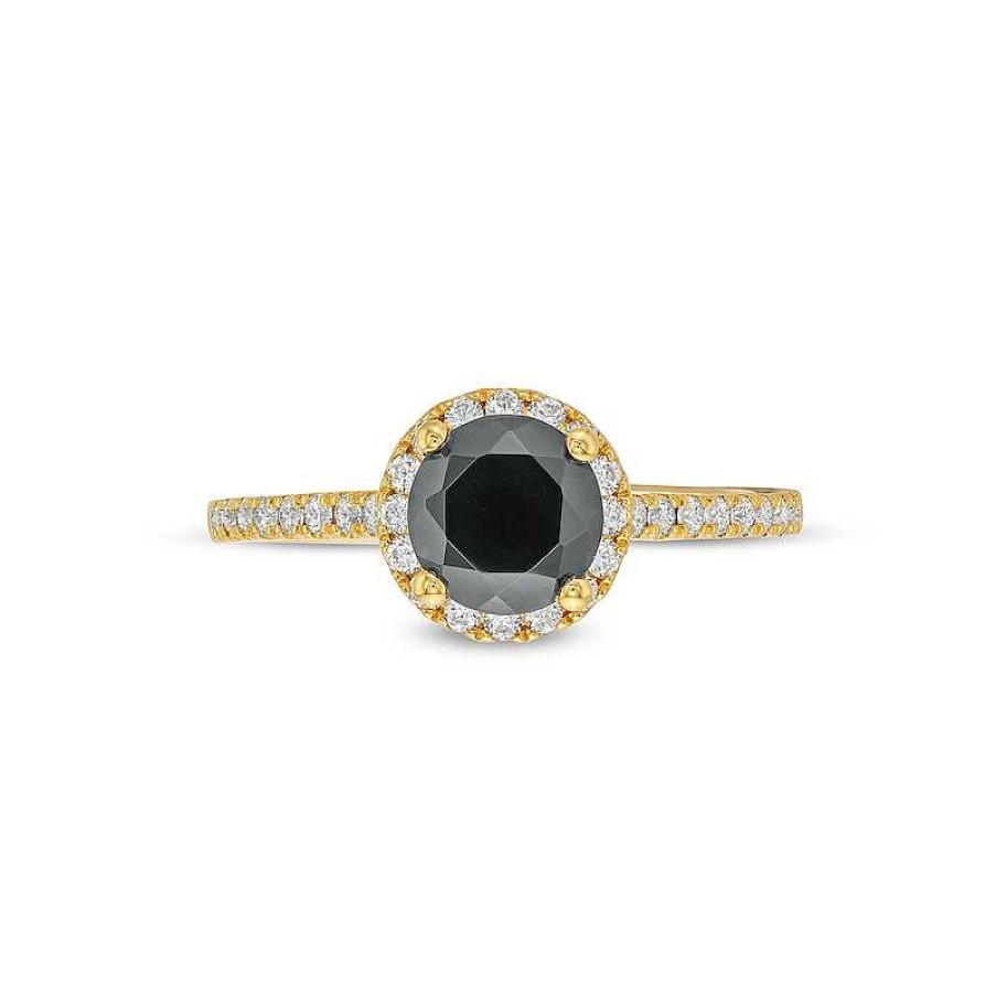 Rings Zales | 1-1/3 Ct. T.W. Black And White Diamond Frame Engagement Ring In 14K Gold