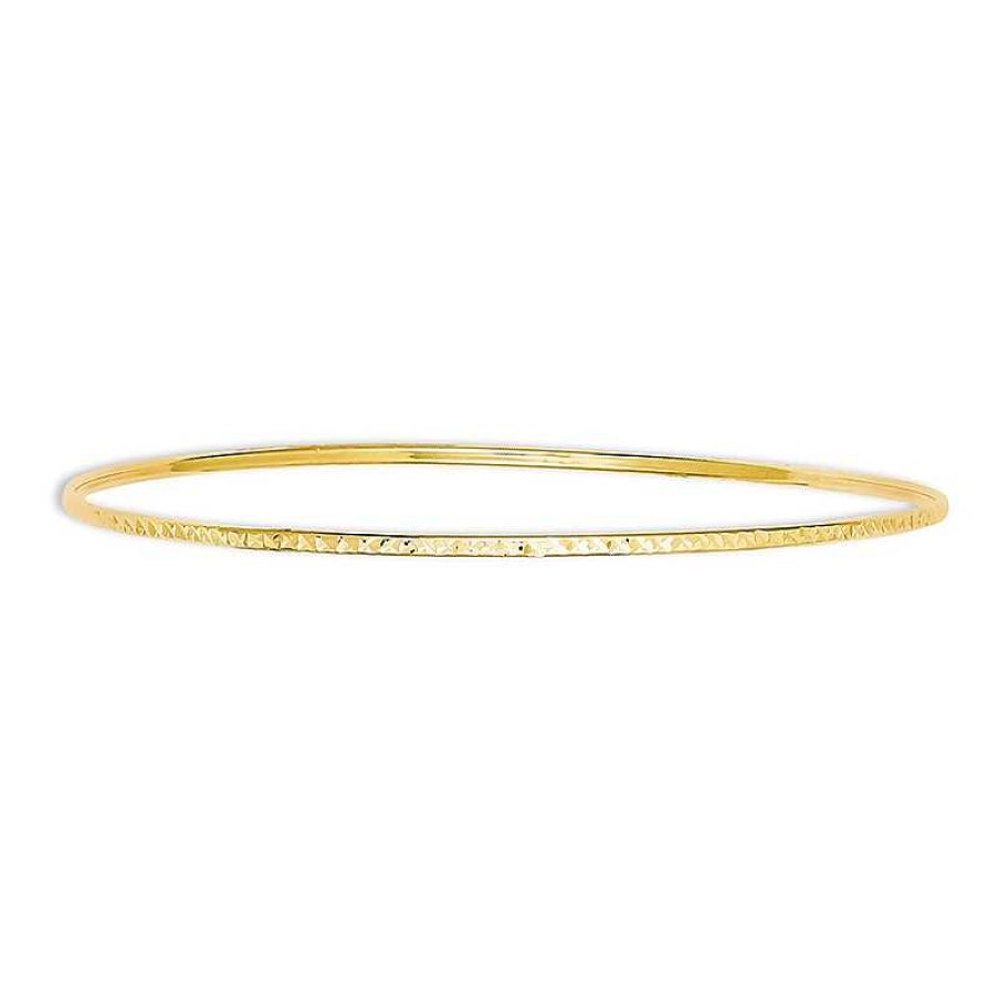 Bracelets Zales | Diamond-Cut Slip-On Bangle In 14K Gold - 8.0"