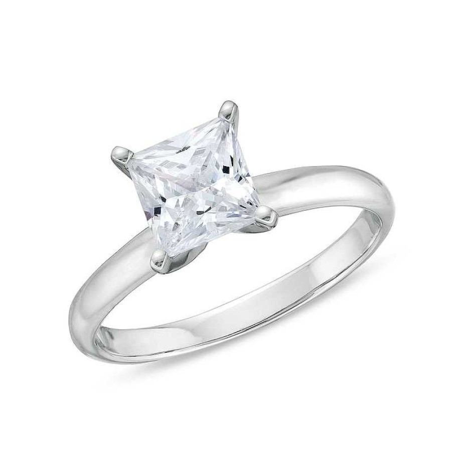 Rings Zales | 1-1/2 Ct. Princess-Cut Certified Lab-Created Diamond Solitaire Engagement Ring In 14K White Gold (I/Si2)