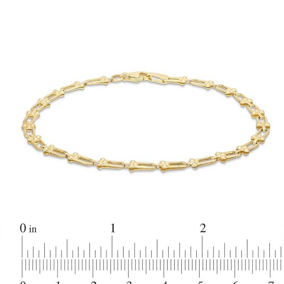 Bracelets Zales | Equestrian Stirrup Line Bracelet In Hollow 10K Gold - 7.5"