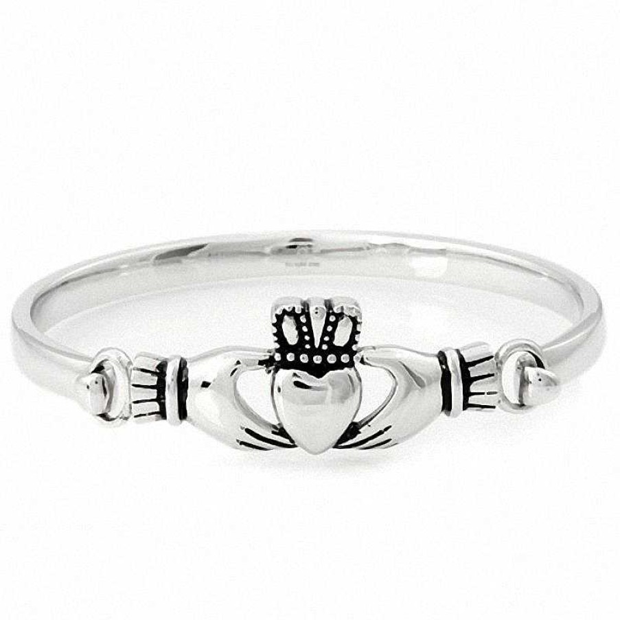 Bracelets Zales | Claddagh Bangle In Stainless Steel - 7.5"