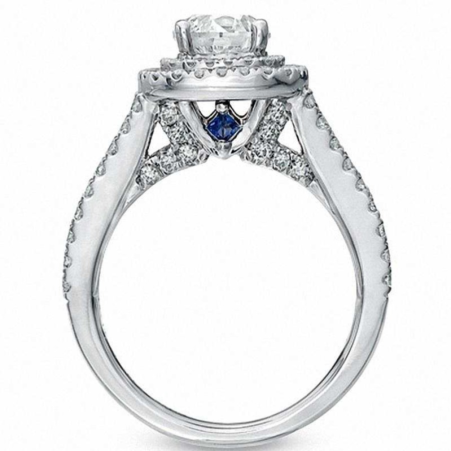 Rings Zales | Vera Wang Love Collection 2 Ct. T.W. Diamond Frame Split Shank Engagement Ring In 14K White Gold